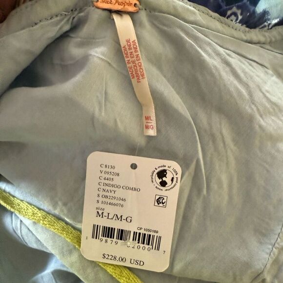 NWT Free People Womens Patchwork Halter Happy Days Maxi Dress Indigo Combo M/L - Picture 14 of 16